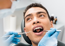 Patient smiling during dental checkup